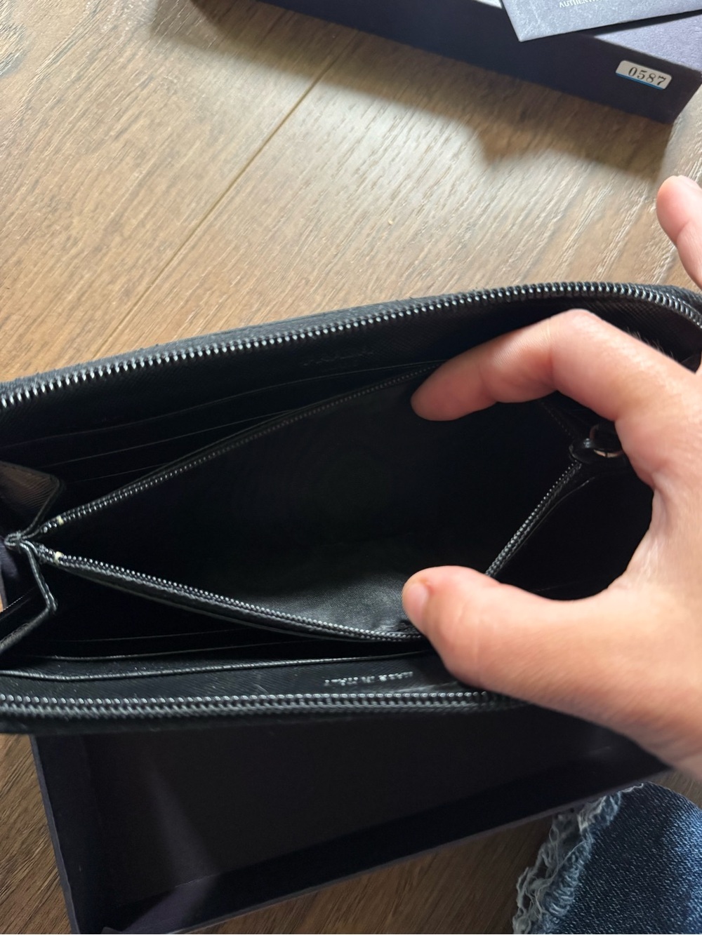 PRADA Zip Around Tessuto Nylon Wallet in black with silver triangle hardware - Picture 7 of 10